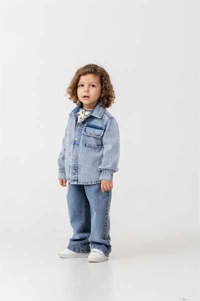 Erkek Çocuk Pamuklu Kot Ceket ve Jean Pantolon Takım