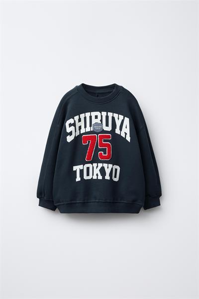 Erkek Çocuk Pamuklu Siyah Shibuya Tokyo Eşofman Takımı - Nakışlı Sweat ve Rahat Kesim Alt