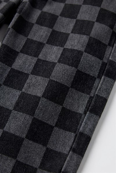 Erkek Çocuk Oversize Kare Desenli Pantolon