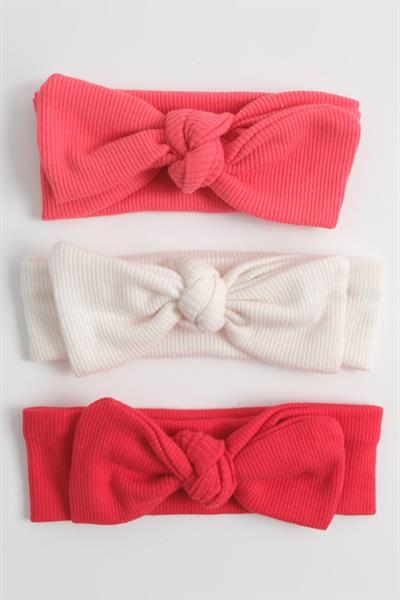 Bebek Pamuklu Ribana 3lü Fiyonklu Bandana Seti 