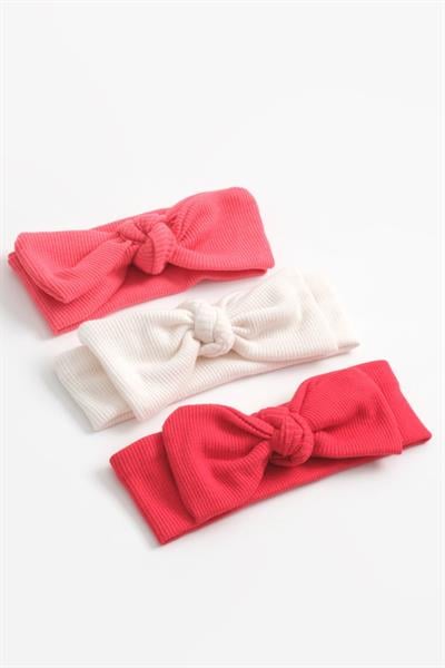 Bebek Pamuklu Ribana 3lü Fiyonklu Bandana Seti 