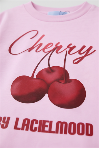 Kız Çocuk Pamuklu Pembe Kiraz Baskılı T-Shirt Şort Takım