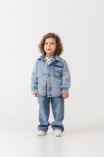 Erkek Çocuk Pamuklu Kot Ceket ve Jean Pantolon Takım