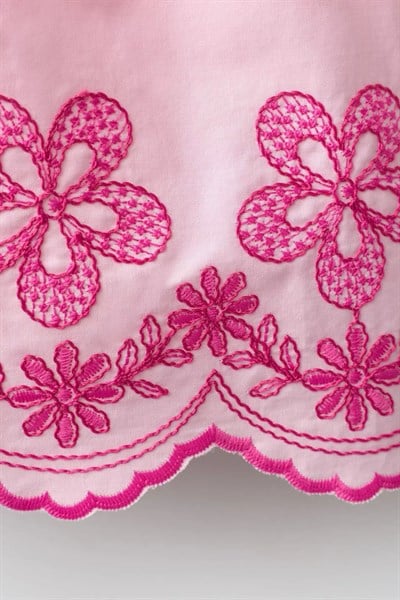 Kız Çocuk Pamuklu Pembe Nakış Detaylı Bluz Pantolon Takım