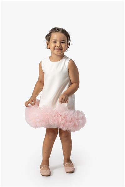 Tül Detaylı Kız Çocuk Elbisesi – Kolsuz, Şık ve Özel Günlük	