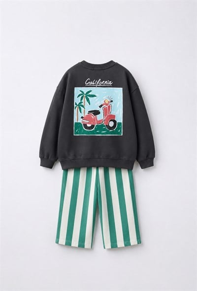 Çocuk  Antrasit Sweatshirt Eşofman Alt-Üst Takım