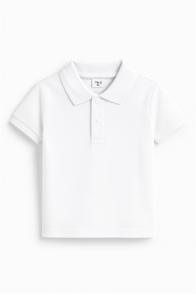 Erkek Çocuk Pamuklu Beyaz Polo Yaka Kısa Kollu T-shirt