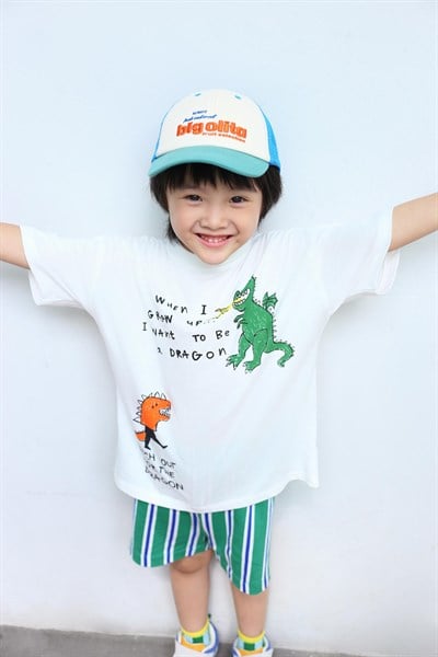 Erkek Çocuk Pamuklu Ejderha Baskılı T-shirt Şort Takım