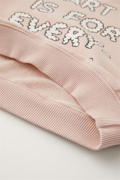 Kız Çocuk Pamuklu Pudra Slogan Baskılı Sweatshirt Çiçek Desenli Tayt Takım