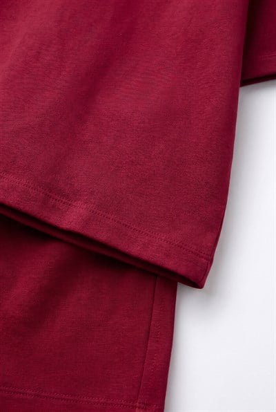 Unisex Çocuk Pamuklu Bordo Magu Club T-shirt Şort Takım