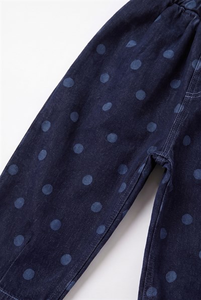 Çocuk Lacivert Puantiyeli Denim Pantolon