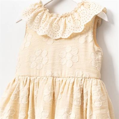 Kız Çocuk Pamuklu Çiçek Desenli Fırfırlı Yaka Elbise