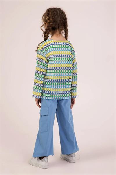 Kız Çocuk 3lü Takım – Desenli Sweatshirt, Kargo Pantolon ve Basic Atlet 