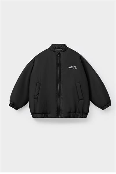 Unisex Çocuk Siyah Bomber Mont – Fermuarlı, Cepli, Rahat Kesim