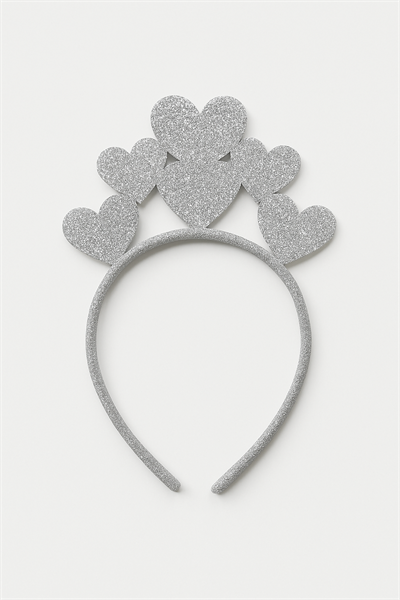 Kız Çocuk Simli Kalpli Prenses Taç – Parti ve Doğum Günü Aksesuarı