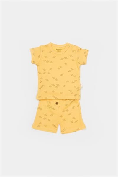 Unisex Bebek Pamuklu  Mini Fil Desenli T-shirt ve Şort Takım