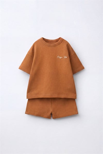 Unisex Çocuk Pamuklu Taba Magu Club T-shirt Şort Takım