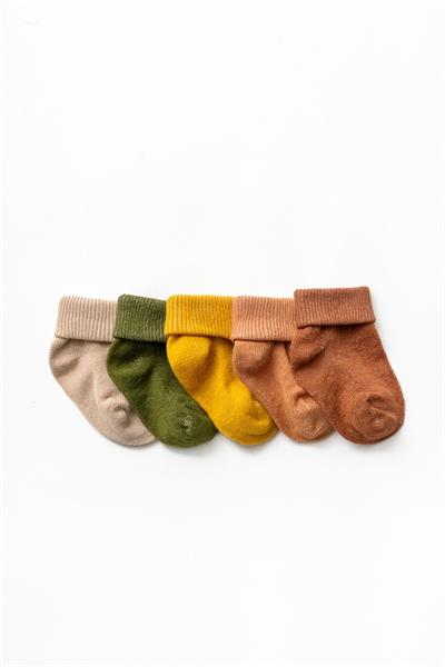 Bebek 5Li Kutulu Organik Pamuk Yenidoğan Bebek Çorabı