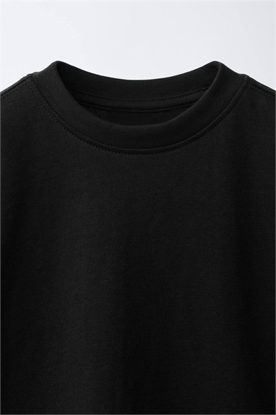 %100 Pamuk Basic Siyah Sweatshirt