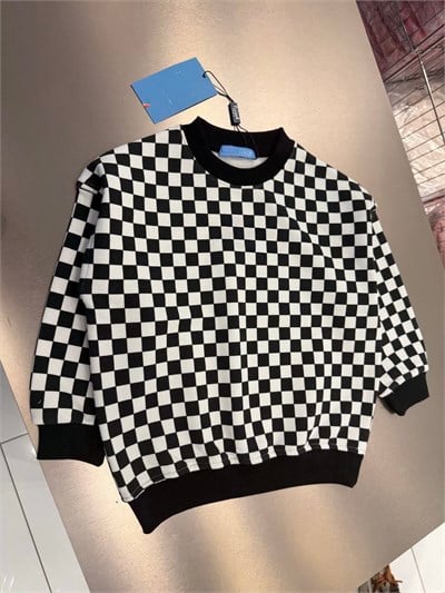 Çocuk Pamuklu Dama Desenli Siyah Beyaz Sweatshirt