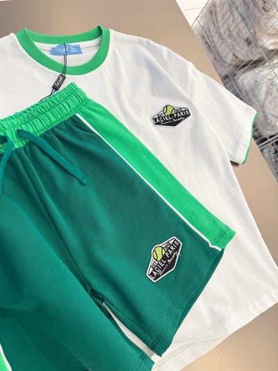 Erkek Çocuk Pamuklu Yeşil Şortlu T-shirt Takım