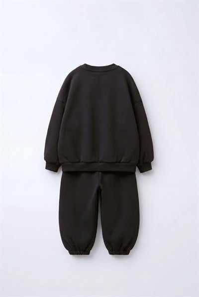 Çocuk Magu Figürlü Siyah Sweatshirt ve Eşofman Altı Takımı