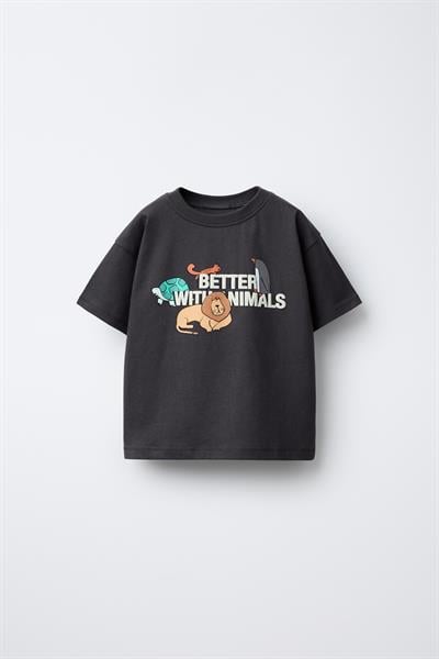 Erkek Çocuk Pamuklu Baskılı T-Shirt ve Çizgili Eşofman Takımı