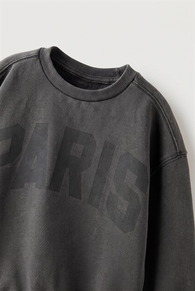 Çocuk Paris Yazı Baskılı Sweatshirt ve Eşofman Altı Takımı