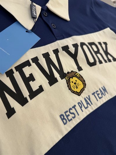 Erkek Çocuk Pamuklu Polo Yaka New York Baskılı T-shirt