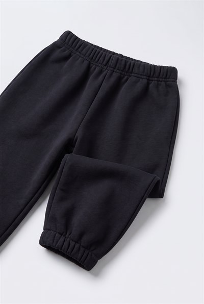 Çocuk Siyah Basic Sweatshirt ve Eşofman Altı Takımı