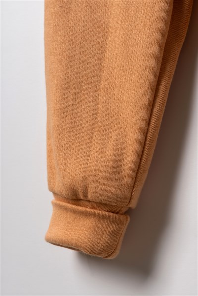 Unisex Bebek Pamuklu Ekru Hardal Sweatshirt Eşofman Takım