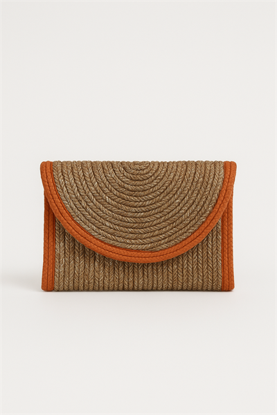 Çocuk Hasır Görünümlü Doğal Renk El Çantası - Yazlık Örgü Dokulu Model (14x20)