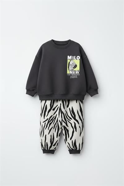 Erkek Çocuk Pamuklu Milo Zebra Desenli Eşofman Takımı