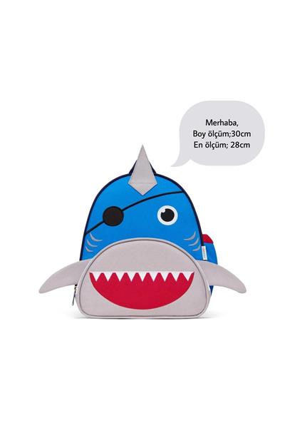 Çocuk Köpek Balığı Desenli Anaokul Kreş Sırt Çantası