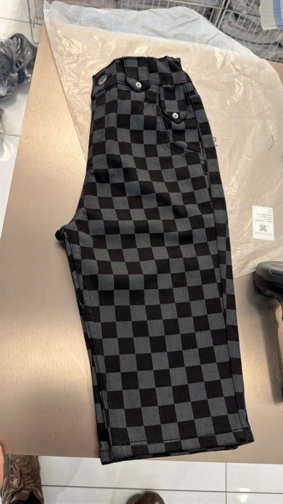 Erkek Çocuk Oversize Kare Desenli Pantolon