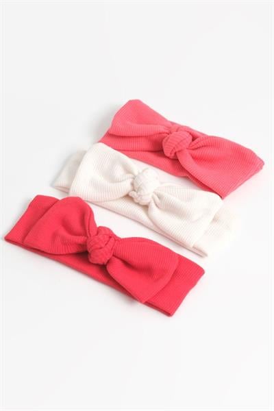 Bebek Pamuklu Ribana 3lü Fiyonklu Bandana Seti 