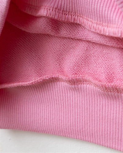 Kız Çocuk Çilek Nakışlı Pembe Sweatshirt ve Tayt Takımı
