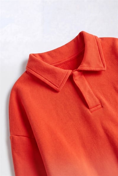 Çocuk Polo Yaka Nakış Detaylı Sweatshirt