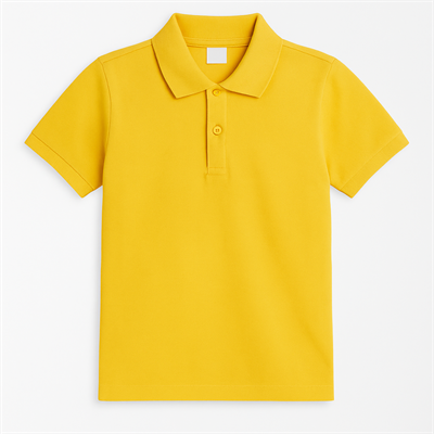 Erkek Çocuk Pamuklu Sarı Polo Yaka T-shirt - Düğmeli Kısa Kollu Basic Model
