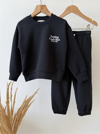Çocuk Cool Vibes Baskılı Sweatshirt ve Eşofman Altı Takımı