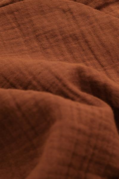 Unisex Bebek Pamuklu Kahverengi Müslin 2li Takım - Kruvaze Üst ve Lastikli Pantolon