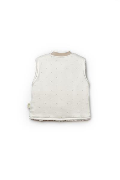 Organik Pamuklu Bebek Peluş Astarlı Gözlüklü Ayıcık Desenli Kolsuz Yelek 