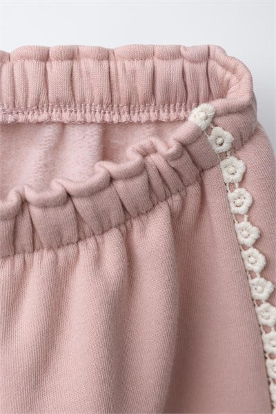 Kız Çocuk Pamuklu Fiyonk Detaylı Love Baskılı Sweatshirt ve Eşofman Takımı