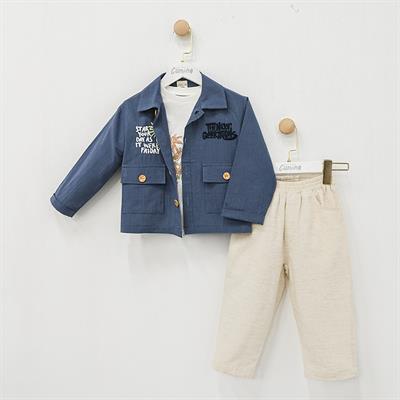 Erkek Çocuk Ceket, Tişört ve Pantolon Takımı – 3lü Set, Şık ve Rahat