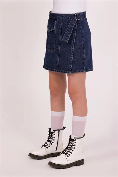 Kız Çocuk Denim Şort Etek - 9-14 Yaş, Cepli, Bağcıklı, Günlük ve Rahat Kullanım