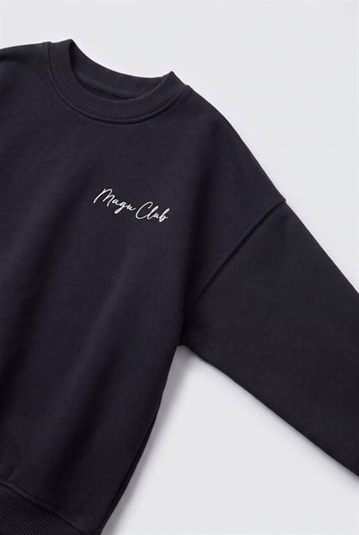 Çocuk Siyah Basic Sweatshirt ve Eşofman Altı Takımı