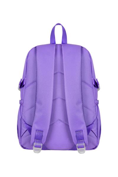 Kız Çocuk Mor Unicorn ve Peluş Oyuncaklı Okul Çantası - Şeffaf Cepli