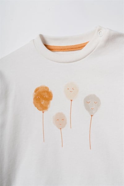 Unisex Bebek Pamuklu Ekru Hardal Sweatshirt Eşofman Takım