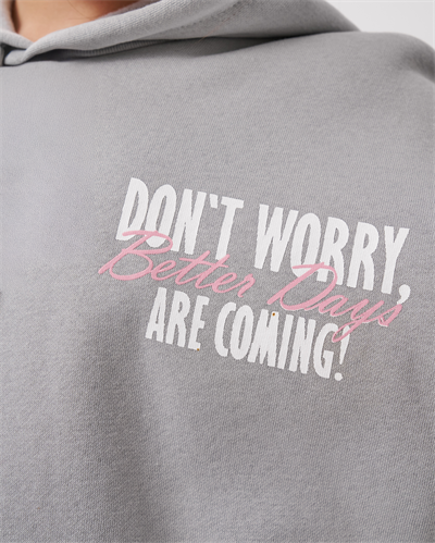 Kız Çocuk Pamuklu Gri Kapüşonlu  Sweatshirt ve Palazzo Eşofman Takımı