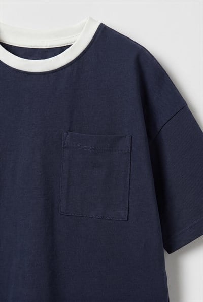 Erkek Çocuk Pamuklu Lacivert Cepli T-shirt Dama Desenli Şort Takım